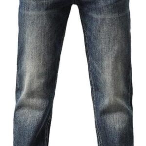 Jeans Slim Fit Straight Leg Pants Versatile Retro Casual Long Pants(42) Blue