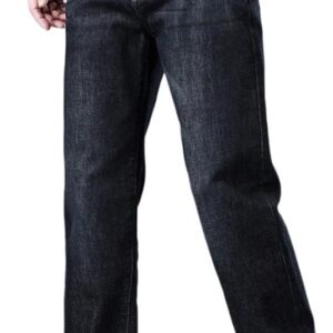 Spring and Autumn Jeans Loose Straight Leg Pants Versatile Elastic Pants(37) Blue