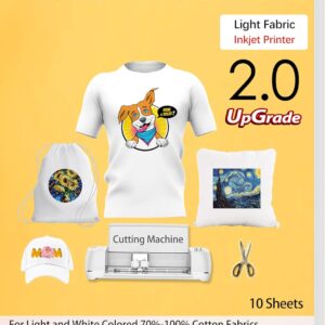 TransOurDream Tru-Heat Transfer Paper for T Shirts (10 Sheets, 8.5x11", 2nd Generation) Printable Heat Transfer Vinyl for Inkjet Printer Iron on Transfers for Light Fabrics (TOD-5)